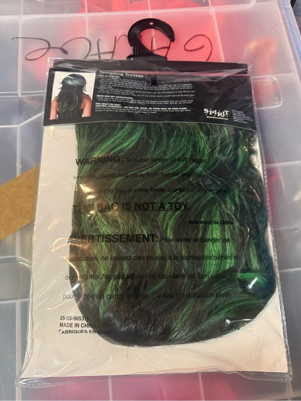 Spirit Women's Black Wig with Green Streaks